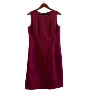 Elie Tahari burgundy Red Wool Sheath Mini Dress 10 Party Cocktail formal Classic